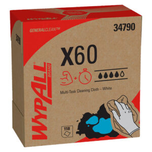 WypAll® 34790 GeneralClean™ X60 White 8.34 x 16.8" Multi-Task Cleaning Cloths - 118 Wipe Pop-Up Box