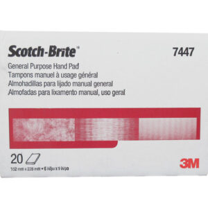 3M™ Scotch-Brite™ 7447 Maroon 6" x 9" Aluminum Oxide Very Fine Hand Pad - Carton of 20
